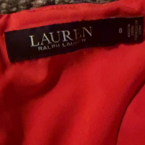 RALPH LAUREN BRIGHT ORANGE-CORAL MID LENGTH DRESS - Picture 3 of 10